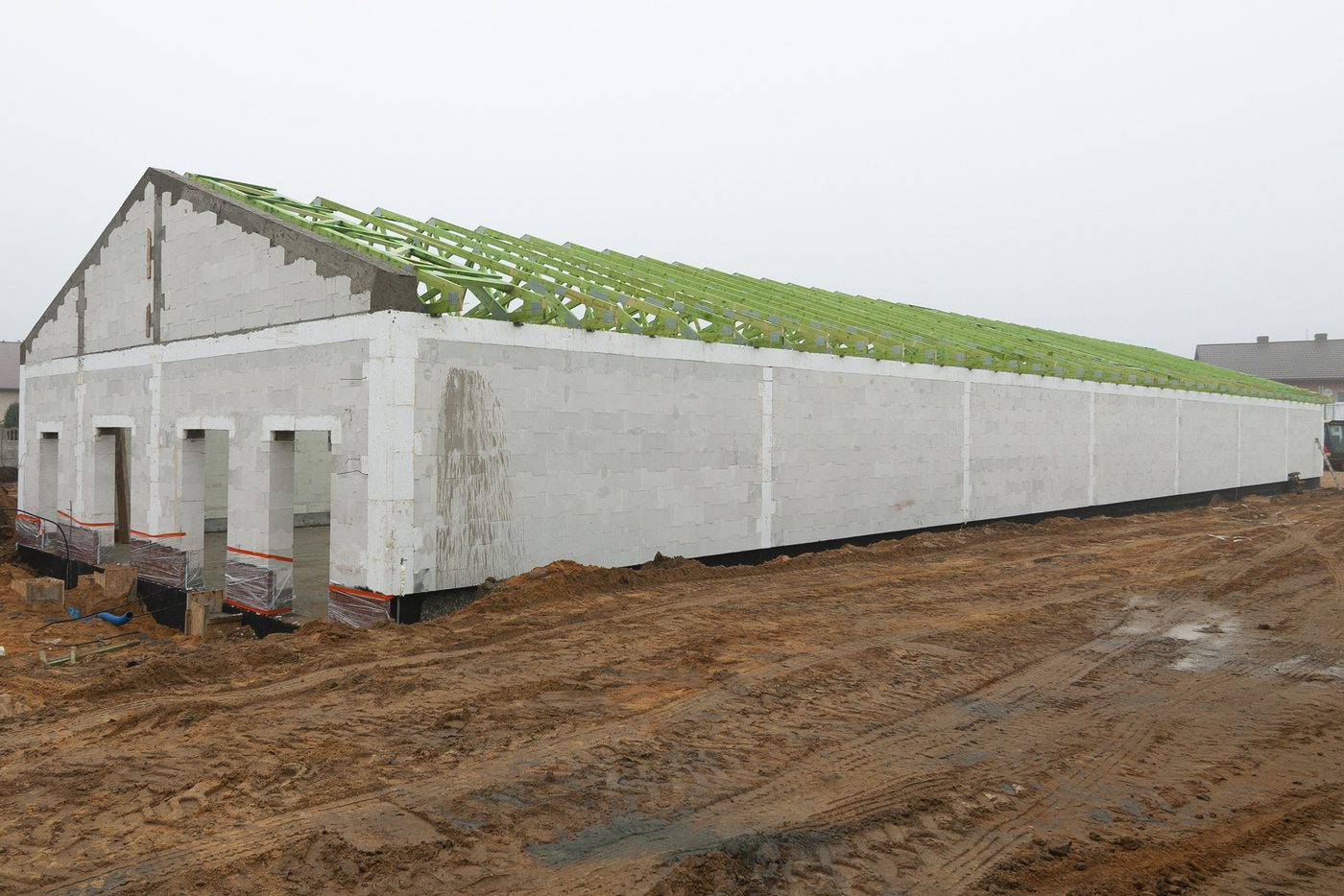 DINO supermarket under construction, shell built with System3E interlocking blocks